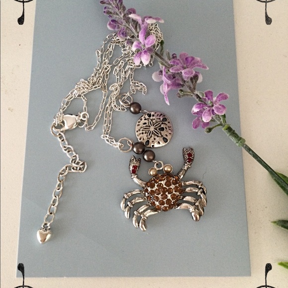 Cancer Crab Double Chain Sand Dollar Necklace - Picture 6 of 9